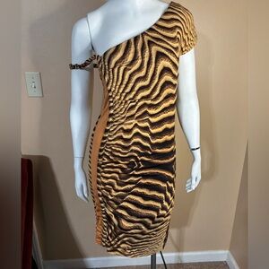 Just Cavalli Brown and Tan Patterned dress